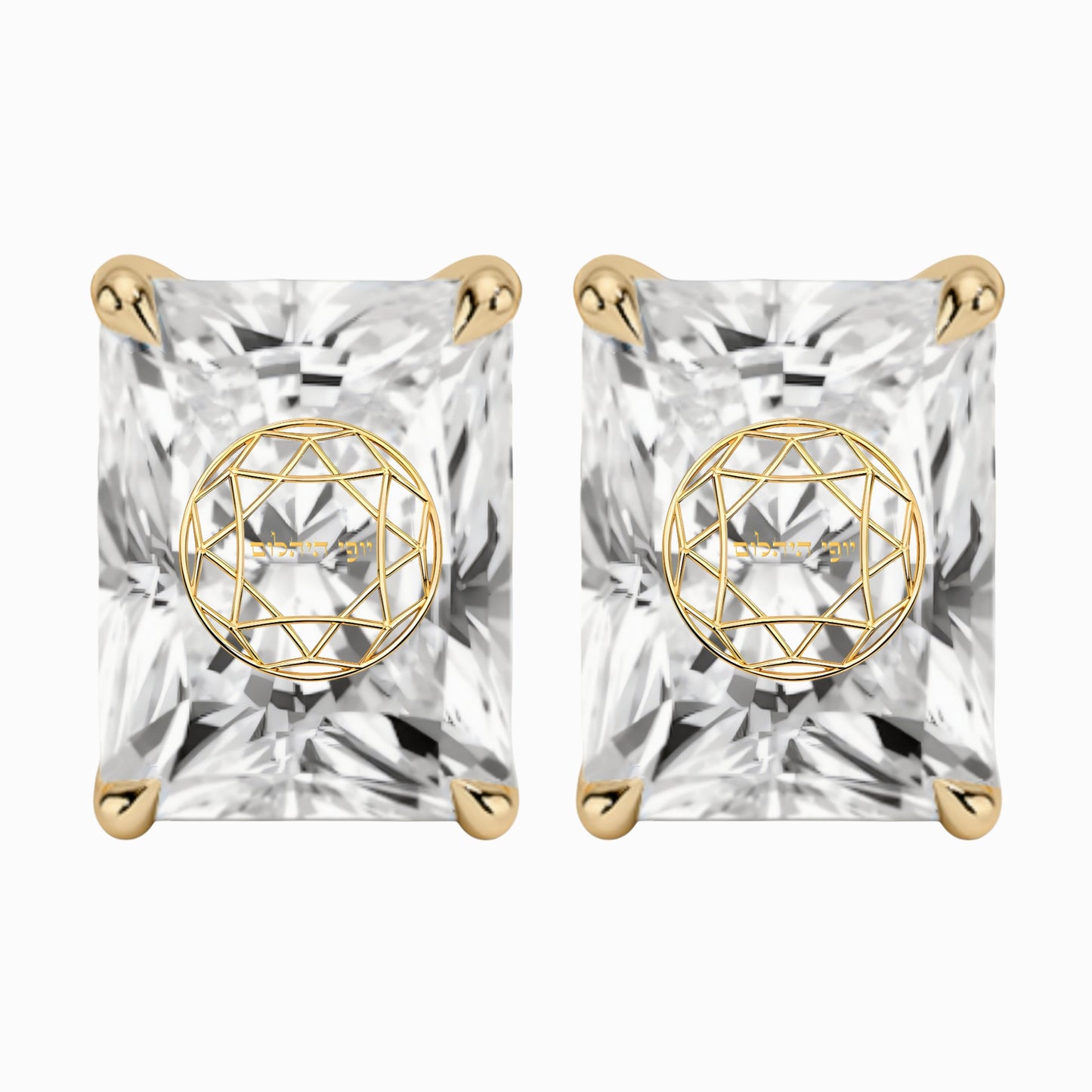 זוג עגילי יהלום מעבדה רדיאן חריטה בעיצוב אישי - זהב 14 קראט צהוב/לבן/רוז גולד