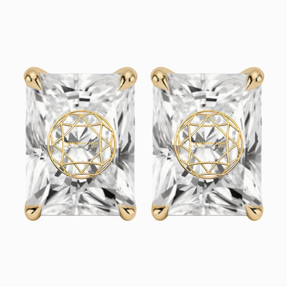 זוג עגילי יהלום מעבדה רדיאן חריטה בעיצוב אישי - זהב 14 קראט צהוב/לבן/רוז גולד