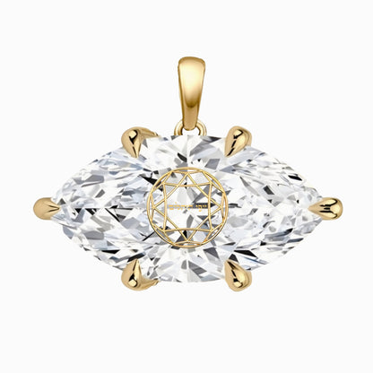 תליון יהלום מעבדה מרקיזה עם חריטת לייזר בעיצוב אישי - זהב 14 קראט צהוב/לבן/רוז גולד