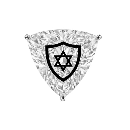 עגיל אבן מוסונייט משולש עם חריטת לייזר מגן דוד – זהב 14 קראט צהוב/לבן/רוז גולד