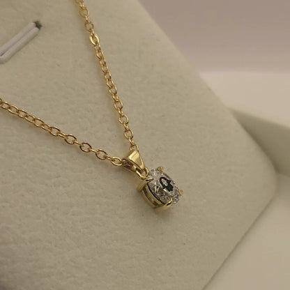 שרשרת יהלום מעבדה תליון אובל חריטה חמסה בחמסה - זהב 14 קראט צהוב/לבן/רוז גולד