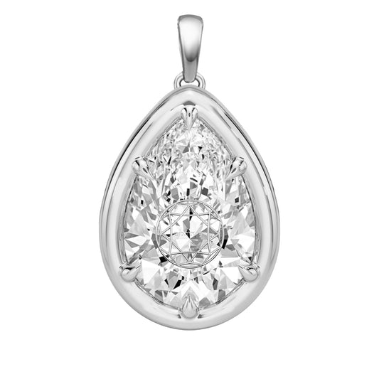 תליון אבן מוסונייט טיפה עם חריטת לייזר בעיצוב אישי - שיבוץ בזל ציפורני חתול כסף 925