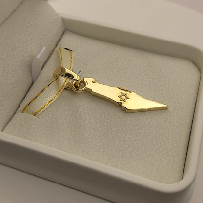 Grand 14K Gold Map of ISRAEL Pendant with Magen David - Special Edition for Thick Chains