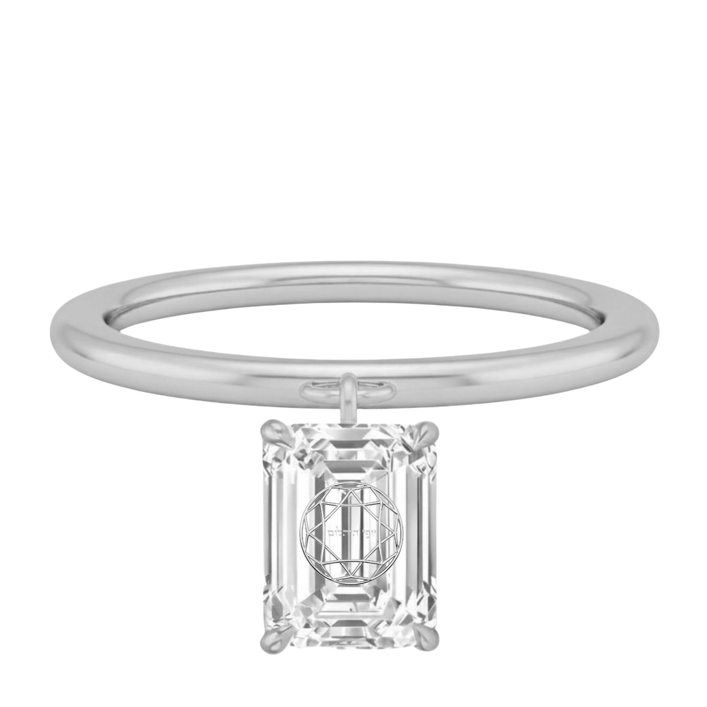 Laser Engrave On Lab Grown Diamond Emerald Floating Pendant Custom Engrave 14K Yellow/White/Rose Gold