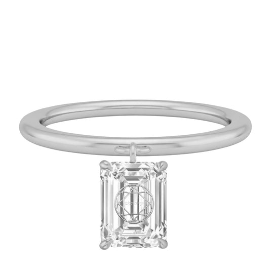 טבעת אבן מוסונייט אמרלד תלוי עם חריטה בעיצוב אישי - כסף 925