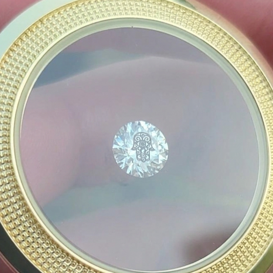 Laser Engrave Onto A Center Lab Grown Diamond Round Hamsa Engraved