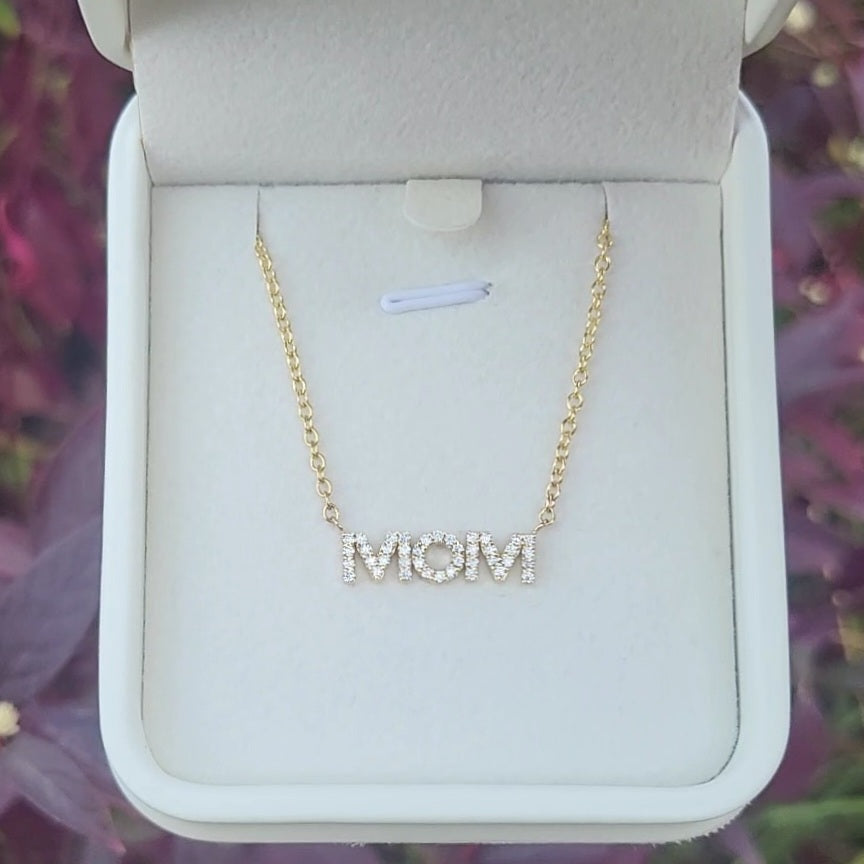 MOM Pendant Necklace Lab Grown Diamonds 14K Yellow/White/Rose Gold