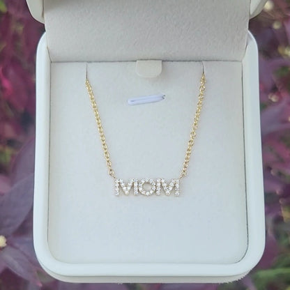 MOM Pendant Necklace Lab Grown Diamonds 14K Yellow/White/Rose Gold
