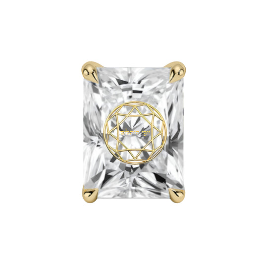 עגיל יהלום מעבדה רדיאן עם חריטת לייזר בעיצוב אישי – זהב 14 קראט צהוב/לבן/רוז גולד – עגיל ייחודי