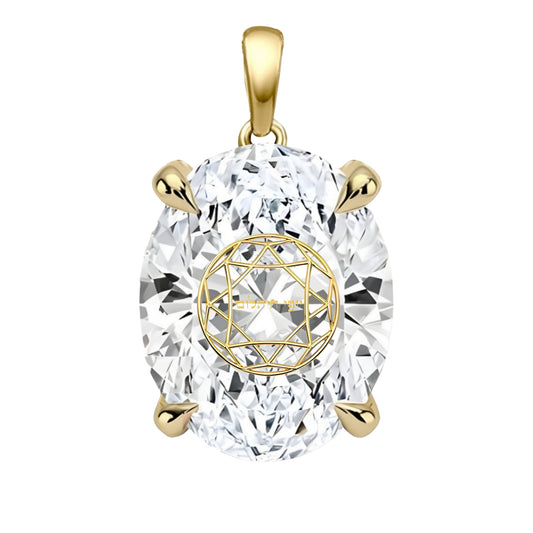 תליון יהלום מעבדה אובל עם חריטת לייזר בעיצוב אישי - זהב 14 קראט צהוב/לבן/רוז גולד