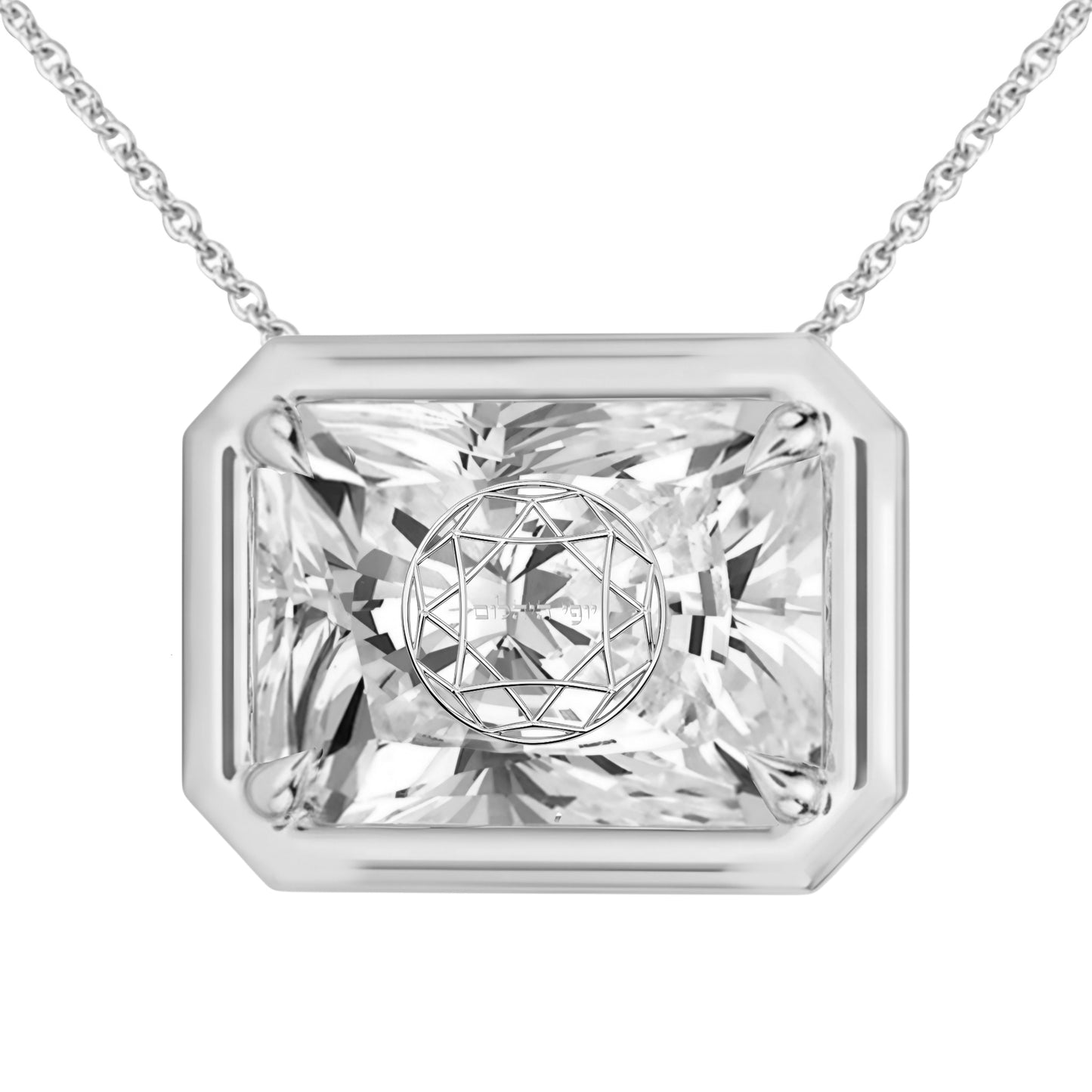 Lab Grown Diamond Radiant Bezel Prongs Pendant Necklace 14K Yellow/White/Rose Gold