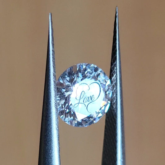 Laser Engrave On Center Lab Grown Diamond Round Love Engraved