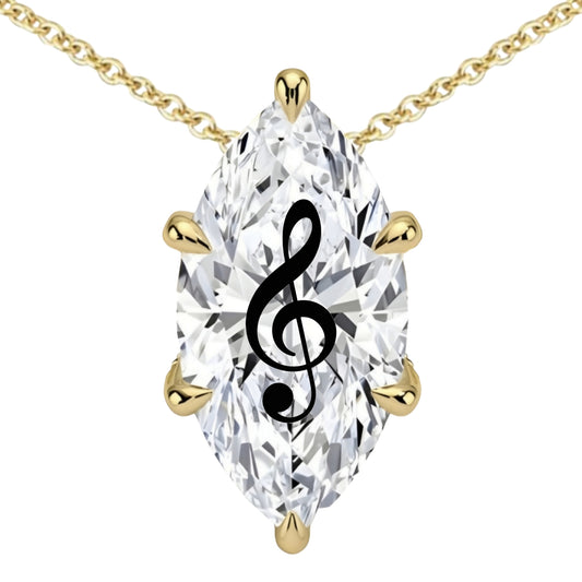 Lab Grown Diamond Marquise Necklace With Music Laser Engraved On The Diamond