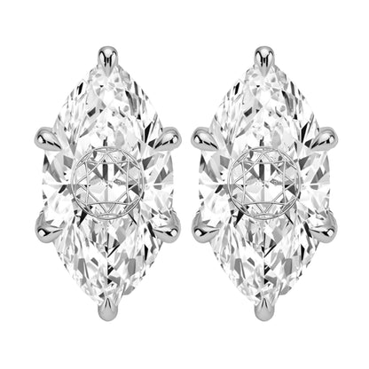 זוג עגילי יהלום מעבדה מרקיזה חריטה בעיצוב אישי - זהב 14 קראט צהוב/לבן/רוז גולד