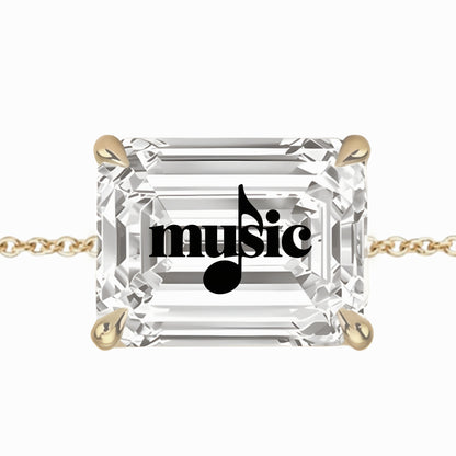 Lab Grown Diamond Emerald Bracelet With Music Laser Engraved On The Diamond 14K Gold