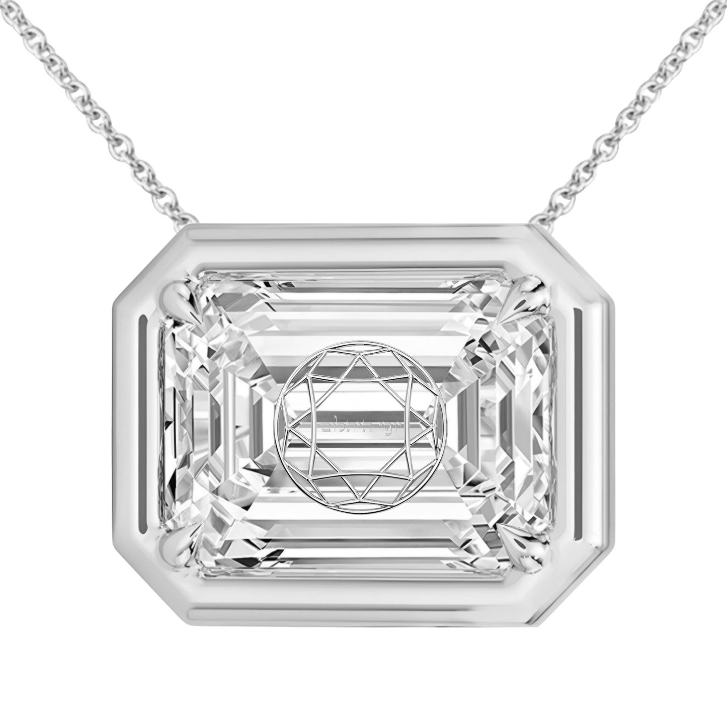 Lab Grown Diamond Emerald Bezel Prongs Pendant Necklace 14K Yellow/White/Rose Gold