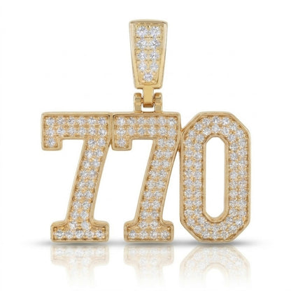 תליון גדול מספר 770 הרבי מלובביץ יהלומי מעבדה זהב 14 קראט צהוב/לבן/רוז גולד - עיצוב מיוחד