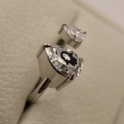 Laser Engrave Onto Center Of Lab Grown Diamond Pears Ring Hamsa Engraved 14K Gold