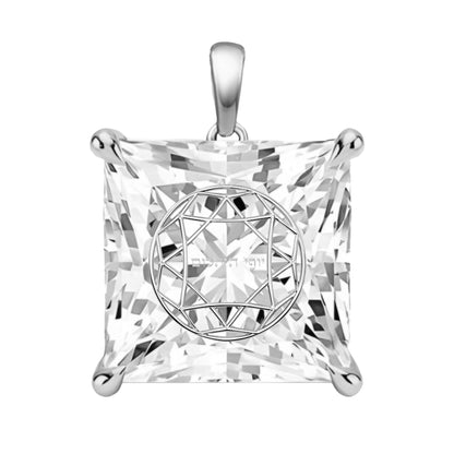 תליון יהלום מעבדה פרינסס עם חריטת לייזר בעיצוב אישי - זהב 14 קראט צהוב/לבן/רוז גולד