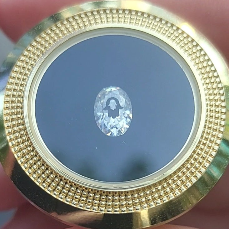 Laser Engrave Lab Grown Diamond Oval Hamsa Engraved